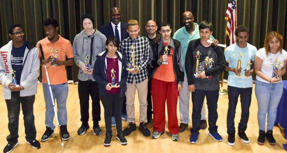 NFL Hall Of Famer Carson Visits NYISE Students