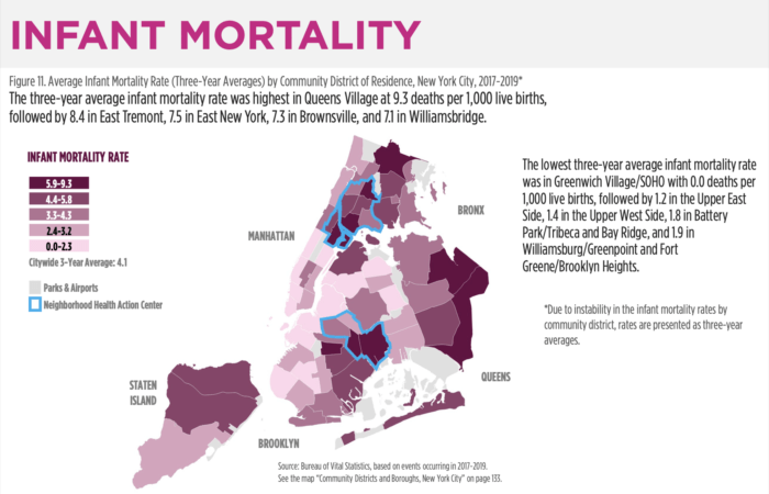 Data shows New York City neighborhoods with the highest rate of infant mortality.