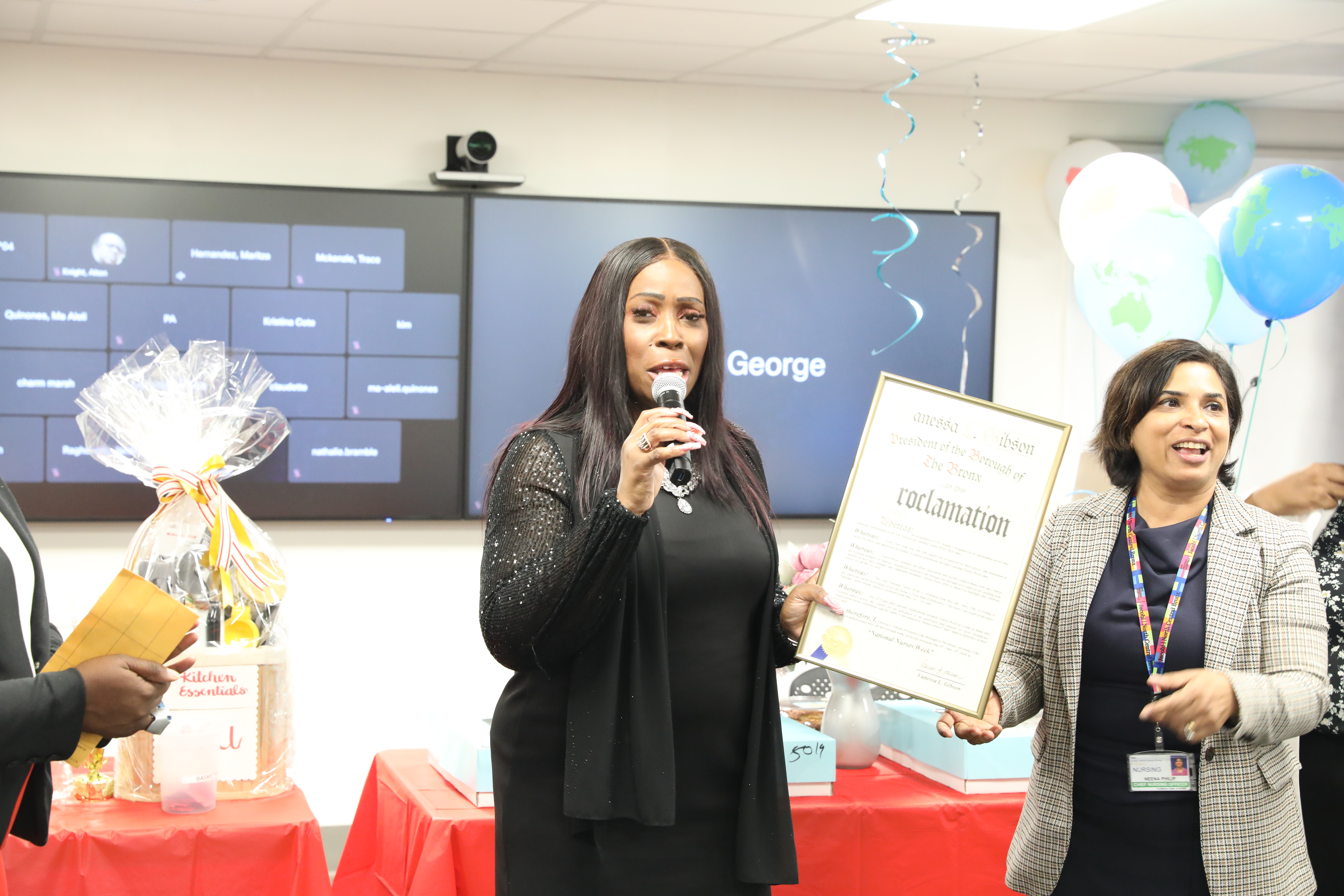 Bronx Borough President Vanessa Gibson visited NYC Health + Hospitals/North Central Bronx (NCB) during National Nurses Week to celebrate the nursing heroes at the facility.