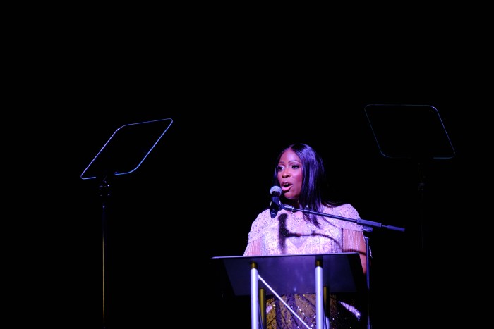 Bronx Borough President Vanessa Gibson speaks about the strengths of the Bronx and its community during the Bronx Ball on May 18, 2024.