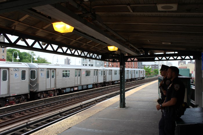 Increased police presence at the 174th Street station in the Bronx ahead of former President Donald Trump's visit to Crotona Park and adjacent counter rally on May 23, 2024.