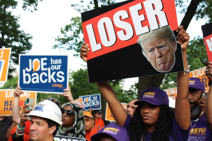 Local Bronx organizers host a counter rally in the Bronx's Crotona Park at the same time as former President Donald Trump's campaign rally on Thursday, May 23, 2024.