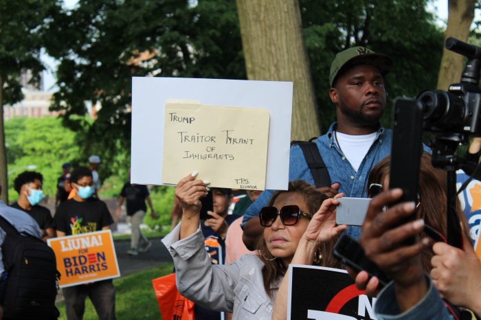 Local Bronx organizers host a counter rally in the Bronx's Crotona Park at the same day as former President Donald Trump's campaign rally at the same place on Thursday, May 23, 2024.