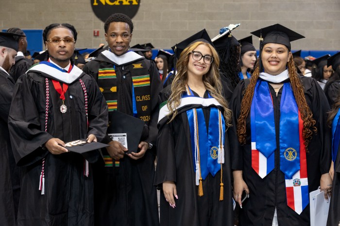 <span class="image-credit">Lehman College graduates gather at the 2024 commencement. Photo courtesy Lehman College Multimedia Center and BronxNet