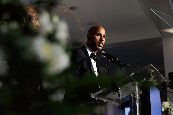 Derrick Lewis, co-founder of Bronx Community Foundation, speaks during a gala hosted by Bronx Community Foundation at Bally's Golf Links at Ferry Point on Wednesday, June 5, 2024.