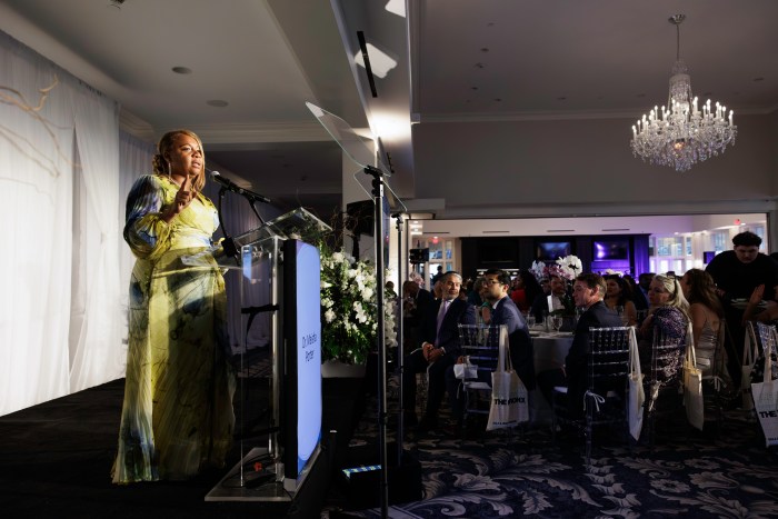 Dr. Meisha Ross Porter, president and CEO of Bronx Community Foundation speaks during a gala hosted by Bronx Community Foundation at Bally's Golf Links at Ferry Point on Wednesday, June 5, 2024.