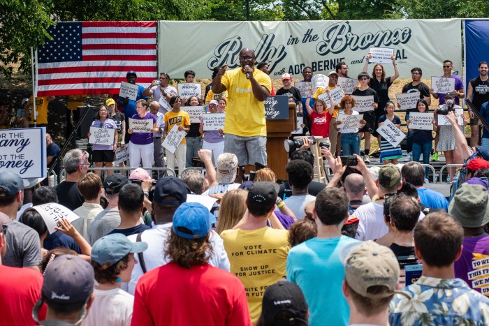 Hundreds of supporters — including U.S. Rep. Alexandria Ocasio-Cortez and Sen. Bernie Sanders — rallied in support of incumbent U.S. Rep. Jamaal Bowman ahead of the hotly contested Democratic primary in New York's 16th Congressional District on Saturday, June 22.