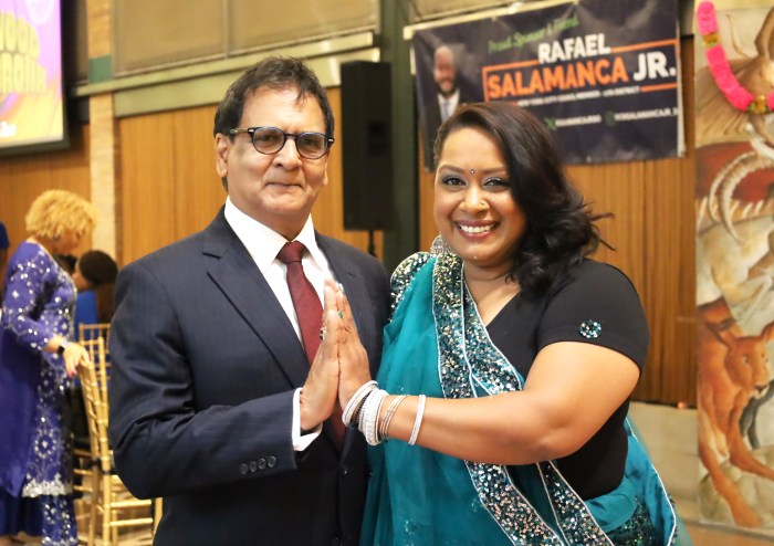 <span class="image-credit">Joe Yussuff, advisor on investment for the Guyana Consulate and Bharati Sukul Kemraj, creator of Bollywood in the Bronx and founder of The Bharati Foundation. 