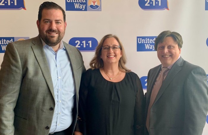 (From l. to r.) Jonathan Cocchiola, VP of Finance Empire City Casino by MGM Resorts and United Way of Westchester & Putnam board member; Taryn Duffy, VP of Public Affairs Empire City Casino by MGM Resorts; and Tom Gabriel, president & CEO of United Way of Westchester & Putnam at the eighth annual Imagine Gala.