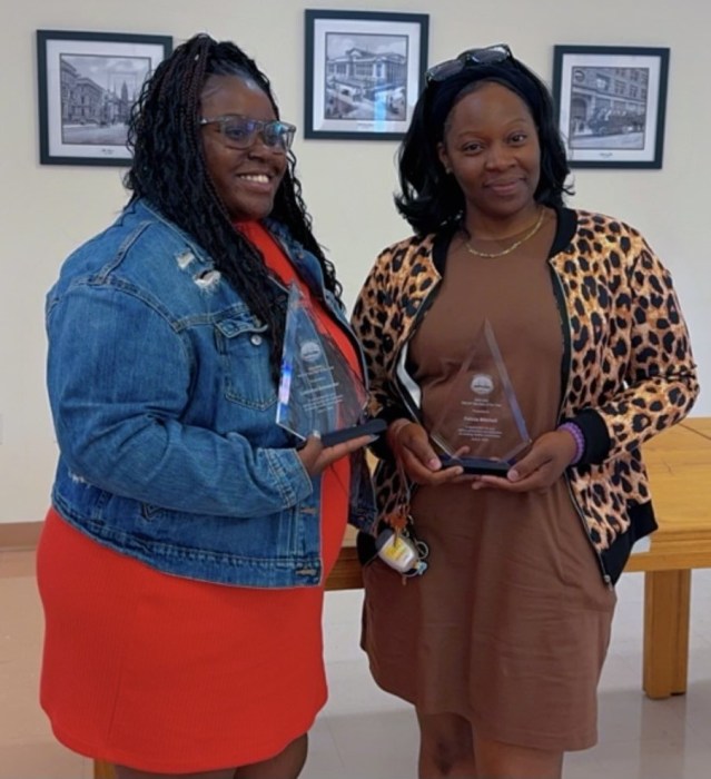 <span class="image-credit">Lakiema Alexander (left) and Felicia Mitchell (right) receive the TNCAP Member of the Year Award. Photo courtesy Dawn Insanalli